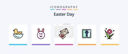 Illustration for Easter Line Filled 5 Icon Pack Including sign. easter. happy. corss. easter. Creative Icons Design - Royalty Free Image