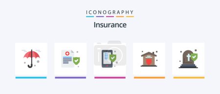 Illustration for Insurance Flat 5 Icon Pack Including insurance. death. security. church. security. Creative Icons Design - Royalty Free Image