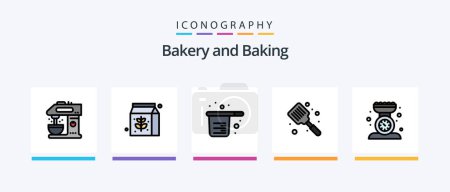 Illustration for Baking Line Filled 5 Icon Pack Including measuring. cooking. cupsakes. baking. cupsakes. Creative Icons Design - Royalty Free Image