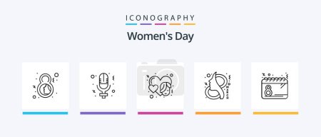 Illustration for Womens Day Line 5 Icon Pack Including . symbol. rose. Creative Icons Design - Royalty Free Image
