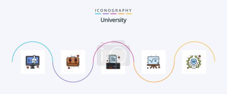 Illustration for University Line Filled Flat 5 Icon Pack Including school. formula. assignment. education. math - Royalty Free Image