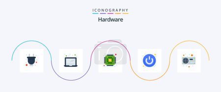 Illustration for Hardware Flat 5 Icon Pack Including hardware. computer. hardware. switch. power button - Royalty Free Image