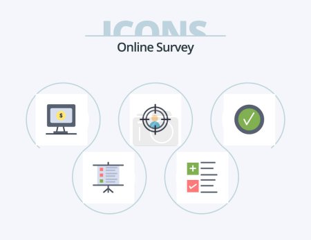 Illustration for Online Survey Flat Icon Pack 5 Icon Design. . tick. dollar. good. man - Royalty Free Image
