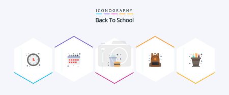 Illustration for Back To School 25 Flat icon pack including pencil. business. burger. school. bag - Royalty Free Image