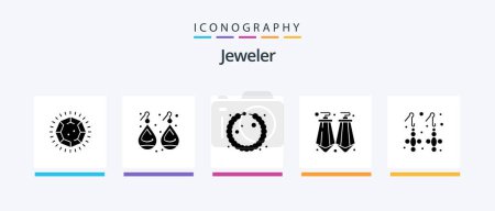 Ilustración de Paquete de iconos de joyería Glyph 5 que incluye joyas. moda. pulsera. pendiente. gemas. Diseño de iconos creativos - Imagen libre de derechos