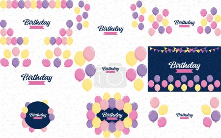Illustration for Happy Birthday in a bold. geometric font with a pattern of birthday candles in the background - Royalty Free Image