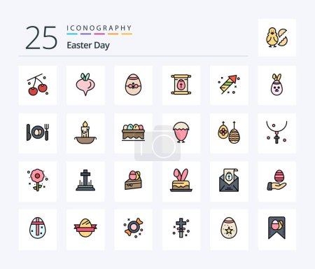 Illustration for Easter 25 Line Filled icon pack including fire. easter. bird. scroll. education - Royalty Free Image