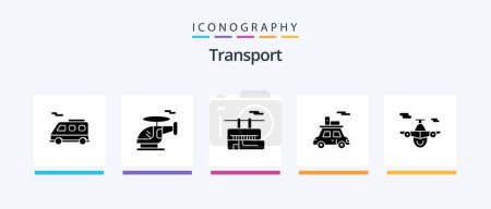 Téléchargez les illustrations : Transport Glyph 5 Icon Pack Including world. plane. transport. airplane. transport. Creative Icons Design - en licence libre de droit