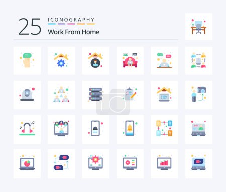 Illustration for Work From Home 25 Flat Color icon pack including home work. work from home. home. sofa. employee - Royalty Free Image