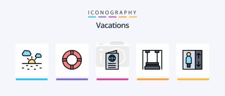 Ilustración de Vacations Line Filled 5 Icon Pack Including kids . childhood . amusement . watch. Creative Icons Design - Imagen libre de derechos