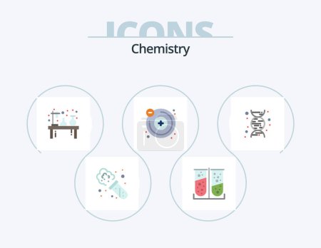 Ilustración de Química Flat Icon Pack 5 Icon Design. ciencia. química. experimento. molécula. átomos - Imagen libre de derechos