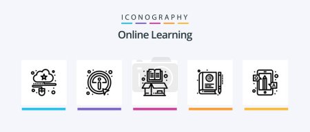 Illustration for Online Learning Line 5 Icon Pack Including book. mobile. online. learning. information. Creative Icons Design - Royalty Free Image