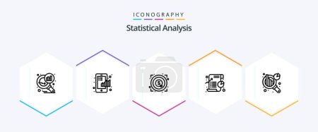 Illustration for Statistical Analysis 25 Line icon pack including statistic. graph. statistical. chart. target - Royalty Free Image