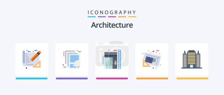 Téléchargez les illustrations : Architecture Flat 5 Icon Pack Including tools. document. paper. blueprint. up. Creative Icons Design - en licence libre de droit
