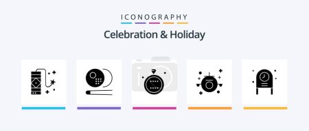 Ilustración de Celebration and Holiday Glyph 5 Icon Pack Incluyendo la celebración. transporte. celebración. vacaciones. Boda. Diseño de iconos creativos - Imagen libre de derechos
