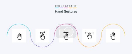Téléchargez les illustrations : Hand Gestures Line 5 Icon Pack Including three fingers. hand. left. gestures. gestures - en licence libre de droit