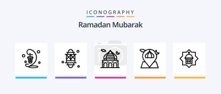 Ilustración de Ramadan Line 5 Icon Pack Including god. islam. muslim. allah. pray. Creative Icons Design - Imagen libre de derechos