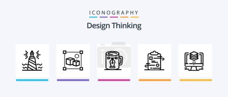 Ilustración de Design Thinking Line 5 Icon Pack Including store. box. design. sales. presentation. Creative Icons Design - Imagen libre de derechos