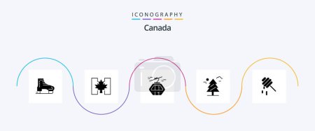 Illustration for Canada Glyph 5 Icon Pack Including canada. tree. leaf. forest. gondola - Royalty Free Image