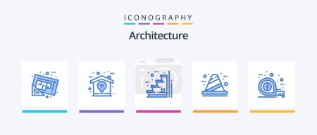 Photo for Architecture Blue 5 Icon Pack Including construction. build. idea. architecture. stairs. Creative Icons Design - Royalty Free Image