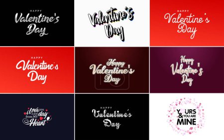 Illustration for Love word hand-drawn lettering and calligraphy with cute heart on red. white. and pink background Valentine's Day template or background suitable for use in Love and Valentine's Day concept - Royalty Free Image