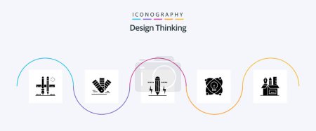 Ilustración de Design Thinking Glyph 5 Icon Pack Including lightd. idea. pms. light. edit - Imagen libre de derechos