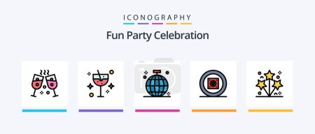 Illustration for Party Line Filled 5 Icon Pack Including party. holiday. party. fries. firework. Creative Icons Design - Royalty Free Image