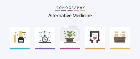 Illustration for Alternative Medicine Flat 5 Icon Pack Including soak. therapy. herb. nature. ear buds. Creative Icons Design - Royalty Free Image