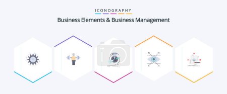 Illustration for Business Elements And Business Managment 25 Flat icon pack including look. business. power. reference. performance - Royalty Free Image