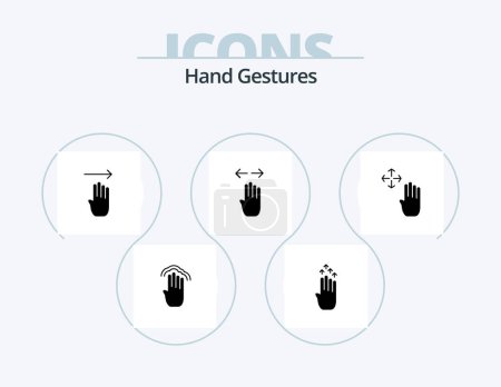 Illustration for Hand Gestures Glyph Icon Pack 5 Icon Design. left. hand. arrow. four. gesture - Royalty Free Image