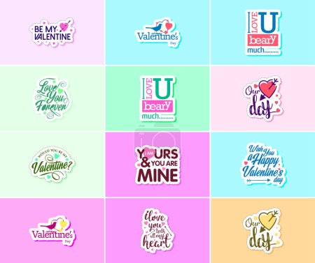 Téléchargez les illustrations : Valentine's Day Graphics Stickers to Share Your Love and Affection - en licence libre de droit