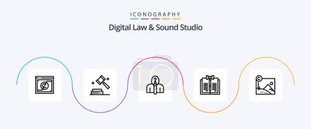 Illustration for Digital Law And Sound Studio Line 5 Icon Pack Including law. copyright. law. business. authorship - Royalty Free Image