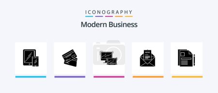 Illustration for Modern Business Glyph 5 Icon Pack Including news. macbook. credit card. laptop. computer. Creative Icons Design - Royalty Free Image