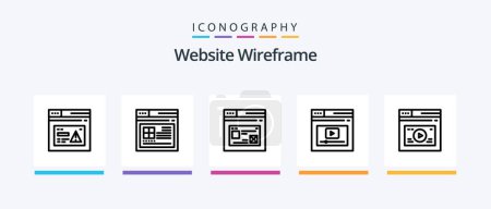 Ilustración de Website Wireframe Line 5 Icon Pack Including website. page. error. internet. website. Creative Icons Design - Imagen libre de derechos
