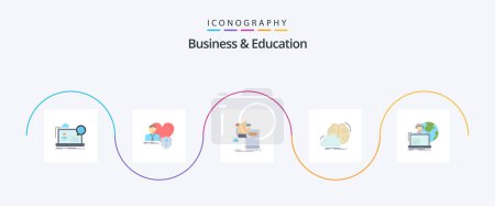 Téléchargez les illustrations : Business And Education Flat 5 Icon Pack Including creative. growth. home. progress. knowledge - en licence libre de droit