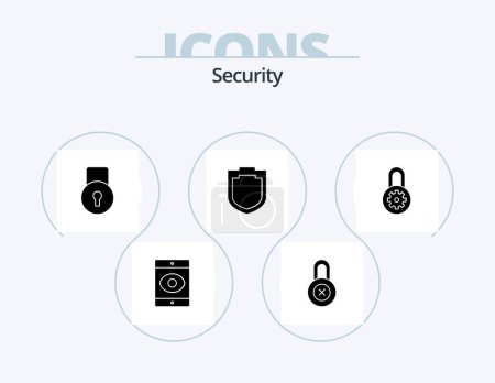 Illustration for Security Glyph Icon Pack 5 Icon Design. . options. protect. lock. shield - Royalty Free Image