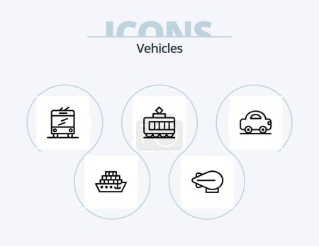 Téléchargez les illustrations : Véhicules Line Icon Pack 5 Icon Design. . véhicules. véhicule. Navire. bateau - en licence libre de droit
