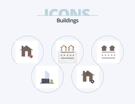Illustration for Buildings Flat Icon Pack 5 Icon Design. housing. estate. house. real. house - Royalty Free Image
