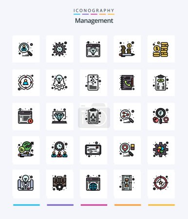 Illustration for Creative Management 25 Line FIlled icon pack  Such As link. investment. browser. coins. light bulb - Royalty Free Image