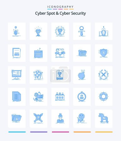 Téléchargez les illustrations : Icône Creative Cyber Spot And Cyber Security 25 Blue comme le leadership. couronne. récompense. Non. débutant - en licence libre de droit
