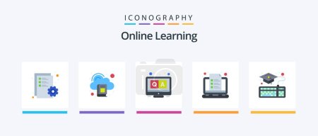Illustration for Online Learning Flat 5 Icon Pack Including education. note. answers. learning. course. Creative Icons Design - Royalty Free Image
