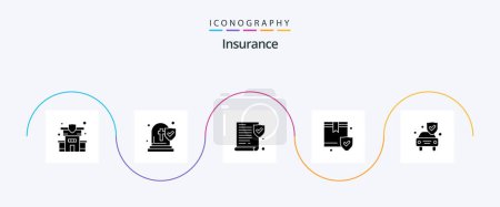 Illustration for Insurance Glyph 5 Icon Pack Including shield. insurance. paper. car. security - Royalty Free Image