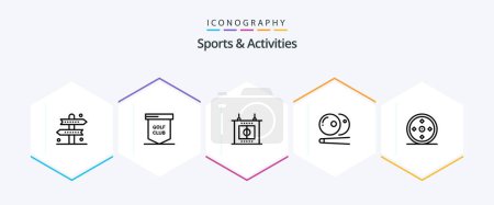 Illustration for Sports and Activities 25 Line icon pack including focus. snooker. sport. pool. sports - Royalty Free Image