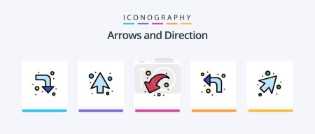 Illustration for Arrow Line Filled 5 Icon Pack Including . full. back. down. left. Creative Icons Design - Royalty Free Image