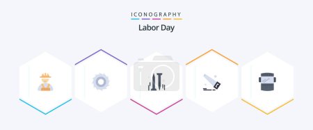 Illustration for Labor Day 25 Flat icon pack including . weld. hardware. protection. welding mask - Royalty Free Image