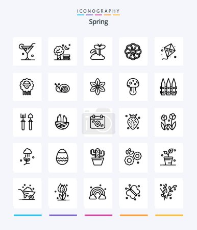 Téléchargez les illustrations : Pack d'icônes Creative Spring 25 OutLine telles que fly. plent. Un ballon. la nature. plante - en licence libre de droit