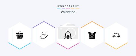 Téléchargez les illustrations : Valentine 25 Glyphe icône pack y compris les cœurs. amour. Un stylo. jour. valentine - en licence libre de droit