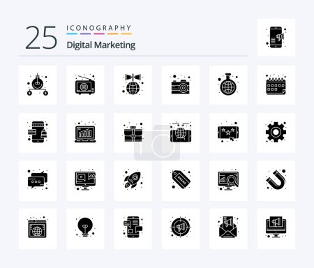 Illustration for Digital Marketing 25 Solid Glyph icon pack including research. trade. advertise. marketing. business - Royalty Free Image