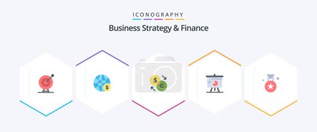 Illustration for Business Strategy And Finance 25 Flat icon pack including sales. chart. money. euro. exchange - Royalty Free Image