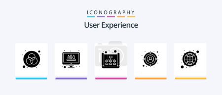 Téléchargez les illustrations : User Experience Glyph 5 Icon Pack Including web. internet. map. target. audience. Creative Icons Design - en licence libre de droit